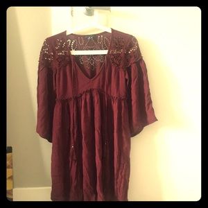 American Eagle burgundy boho tunic